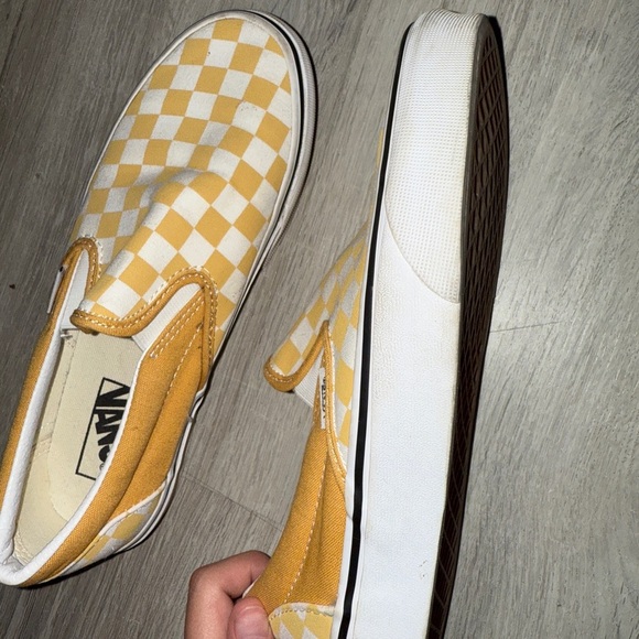 Vans Women’s Shoes - Yellow and White Checkered - Picture 2 of 4